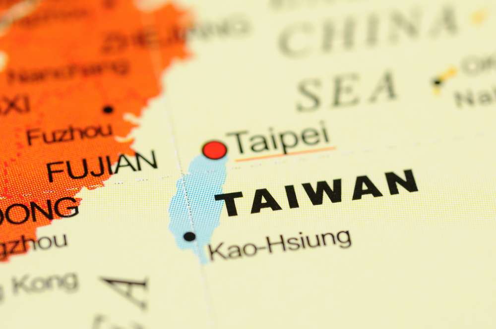中国の地図上の台湾。