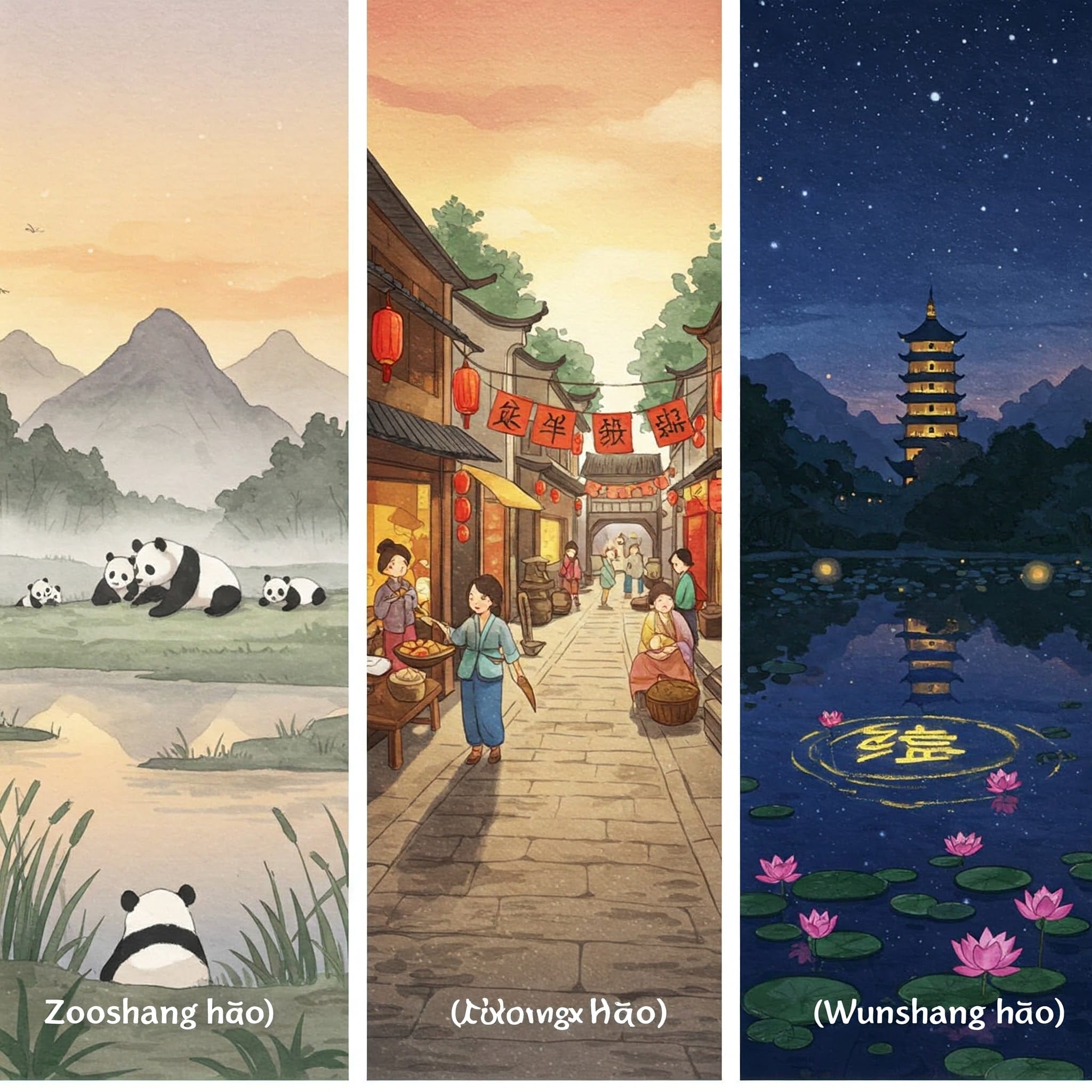 朝・昼・夜の風景と中国語の挨拶