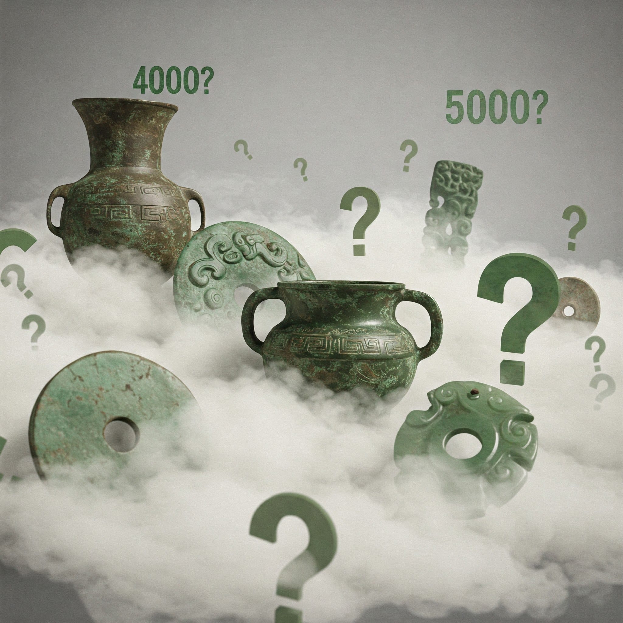 4000年と5000年の数字が乗った天秤のイラスト