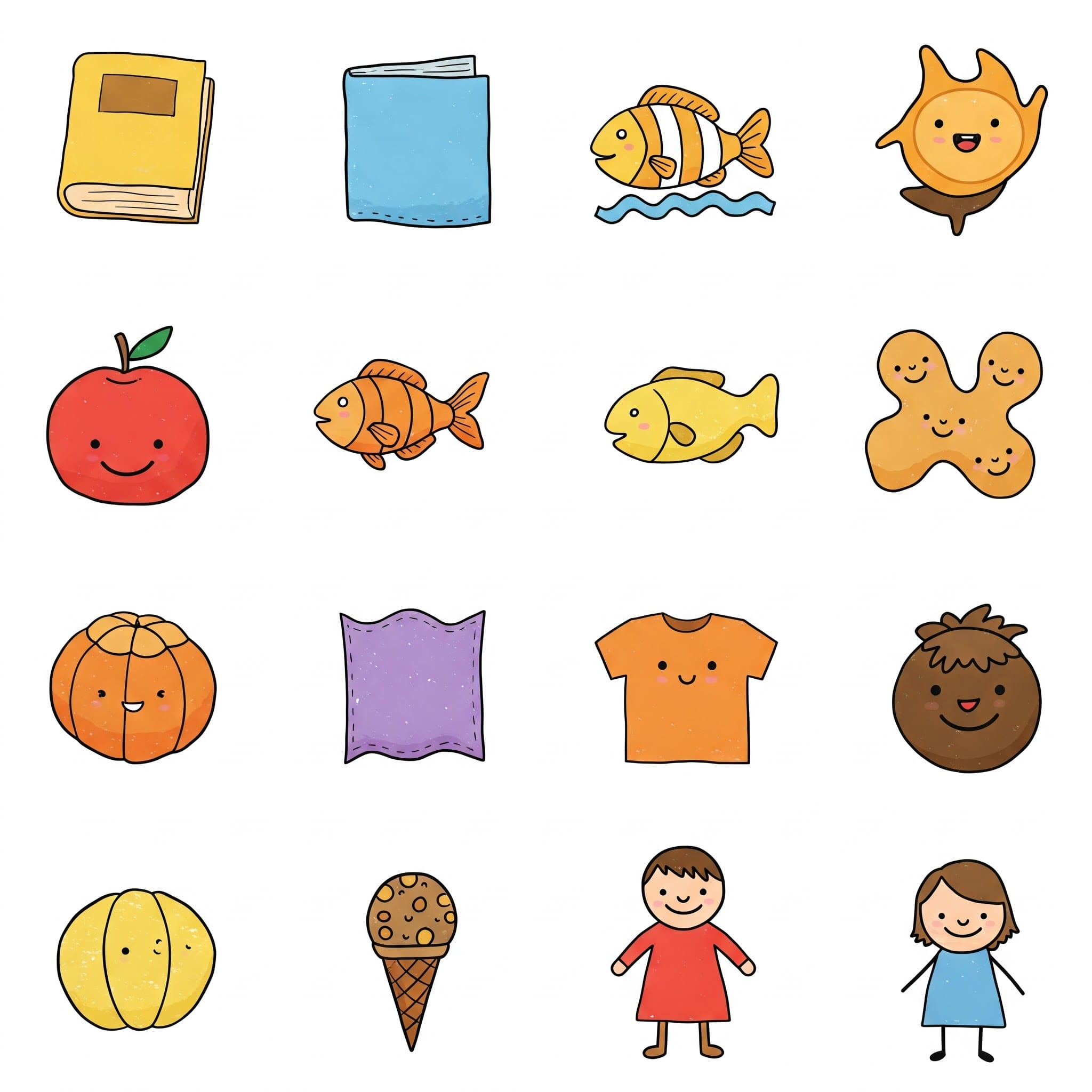 様々な物とそれを分類するアイコンのイラスト