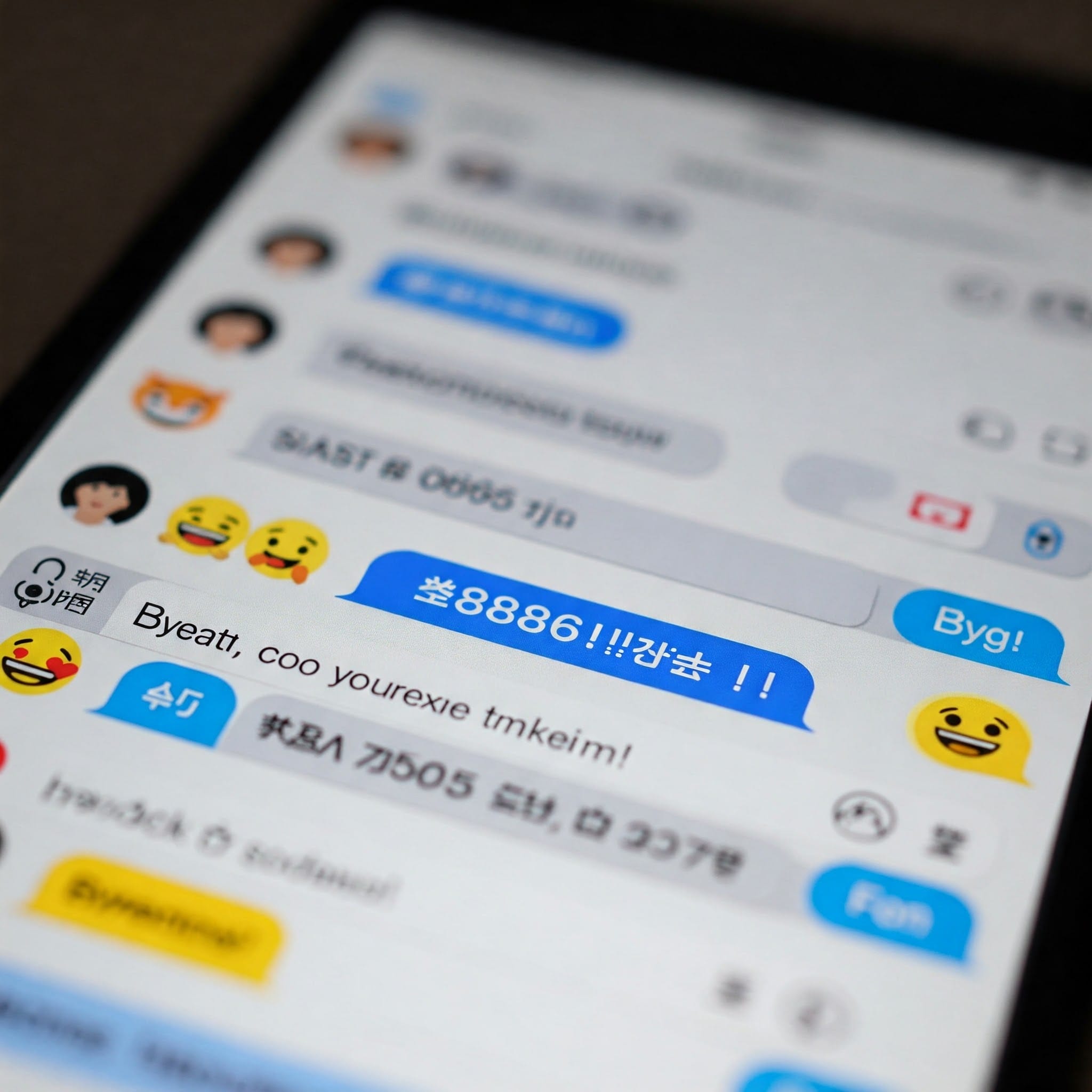スマートフォンのチャット画面に「88👋」のメッセージ