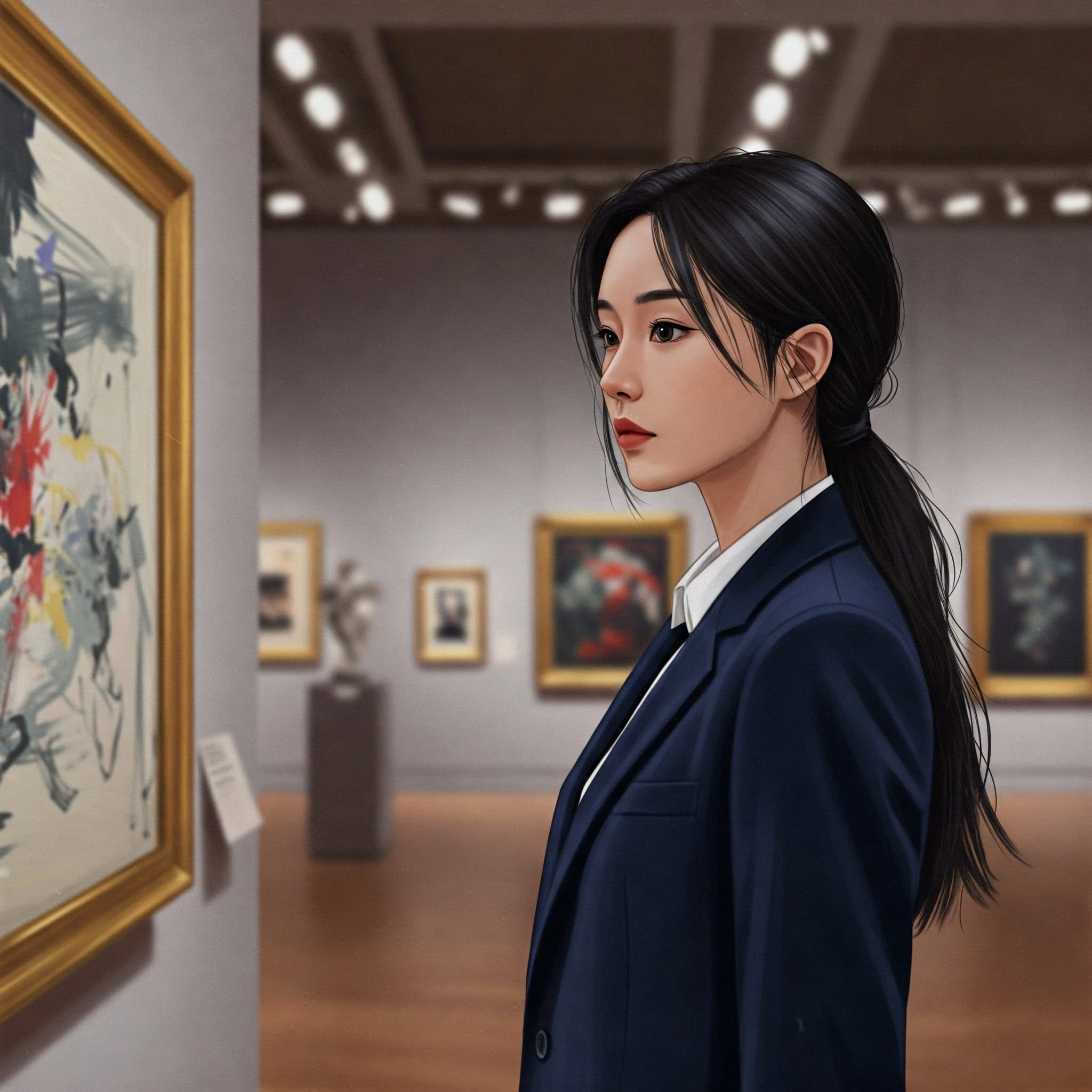 中国で、ピンク色の背景に真剣な表情で停止のジェスチャーをしている女性。