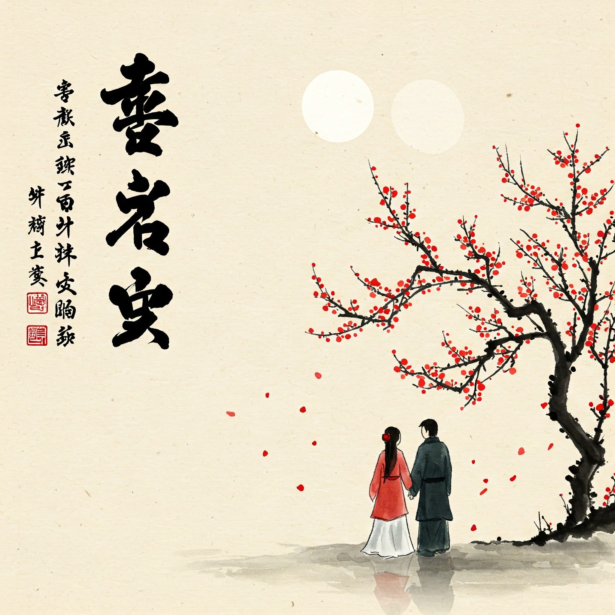 中国の伝統的な書道で書かれた愛のことわざのイラスト