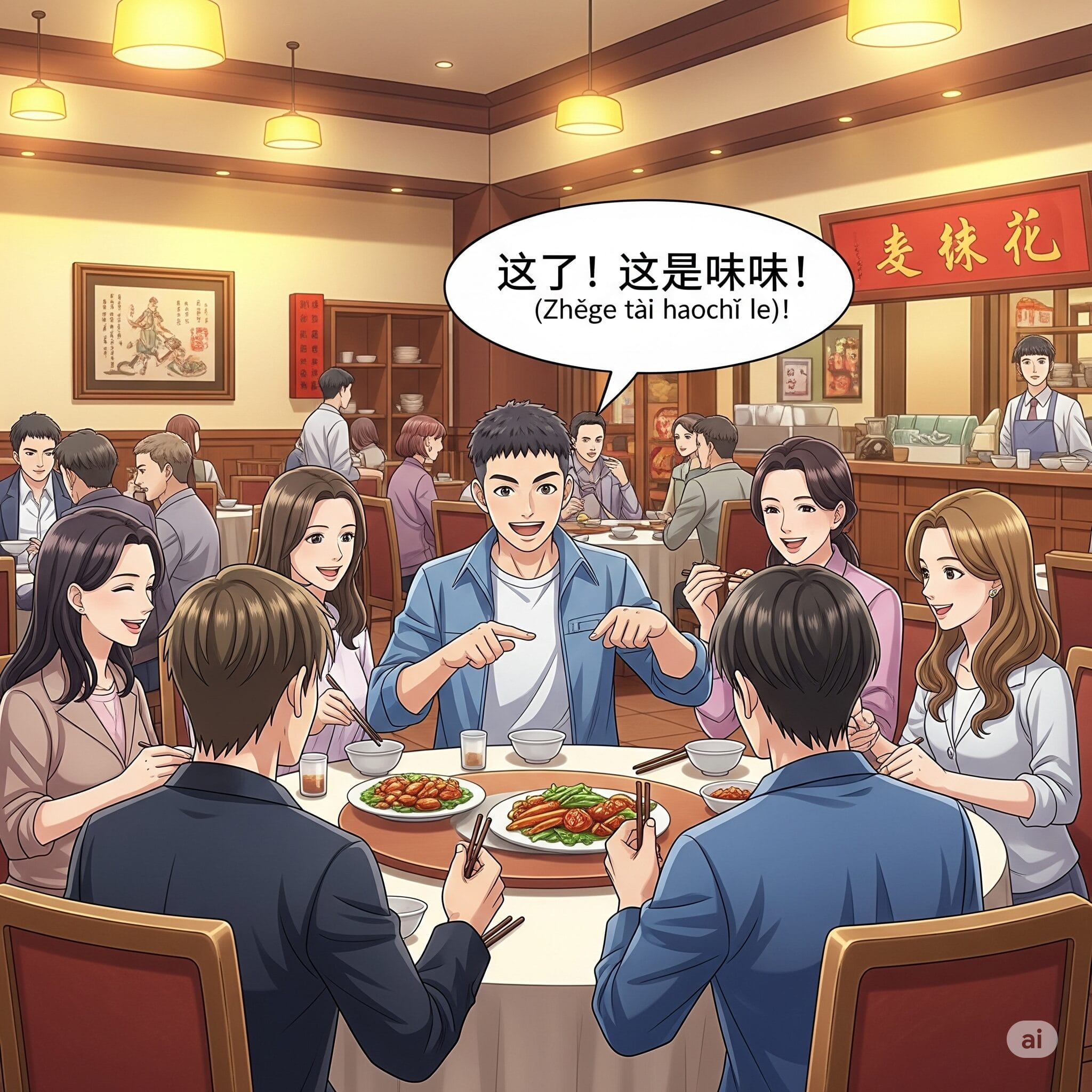 レストランで楽しそうに会話する人々
