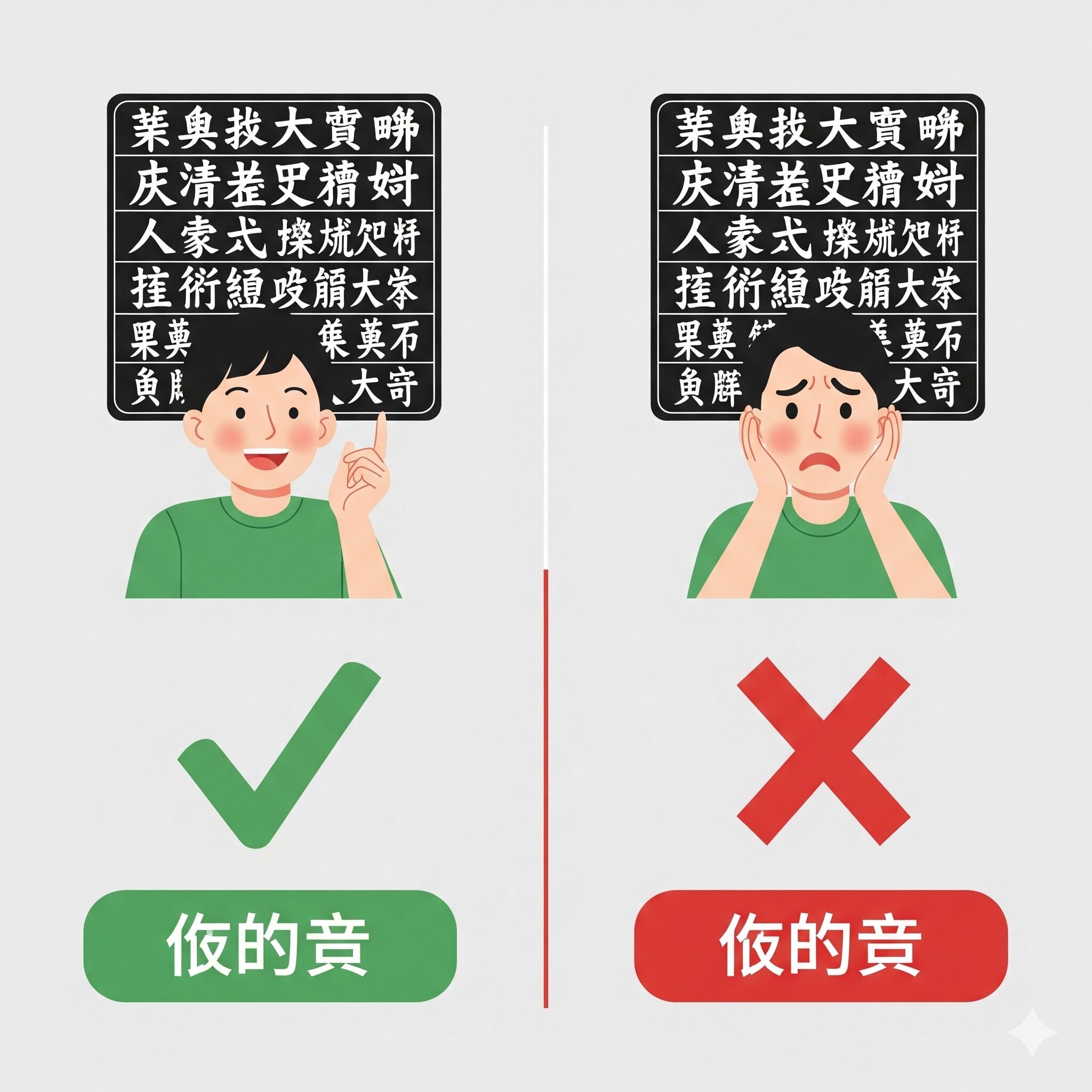 可能補語の「できる」「できない」を比較するインフォグラフィック