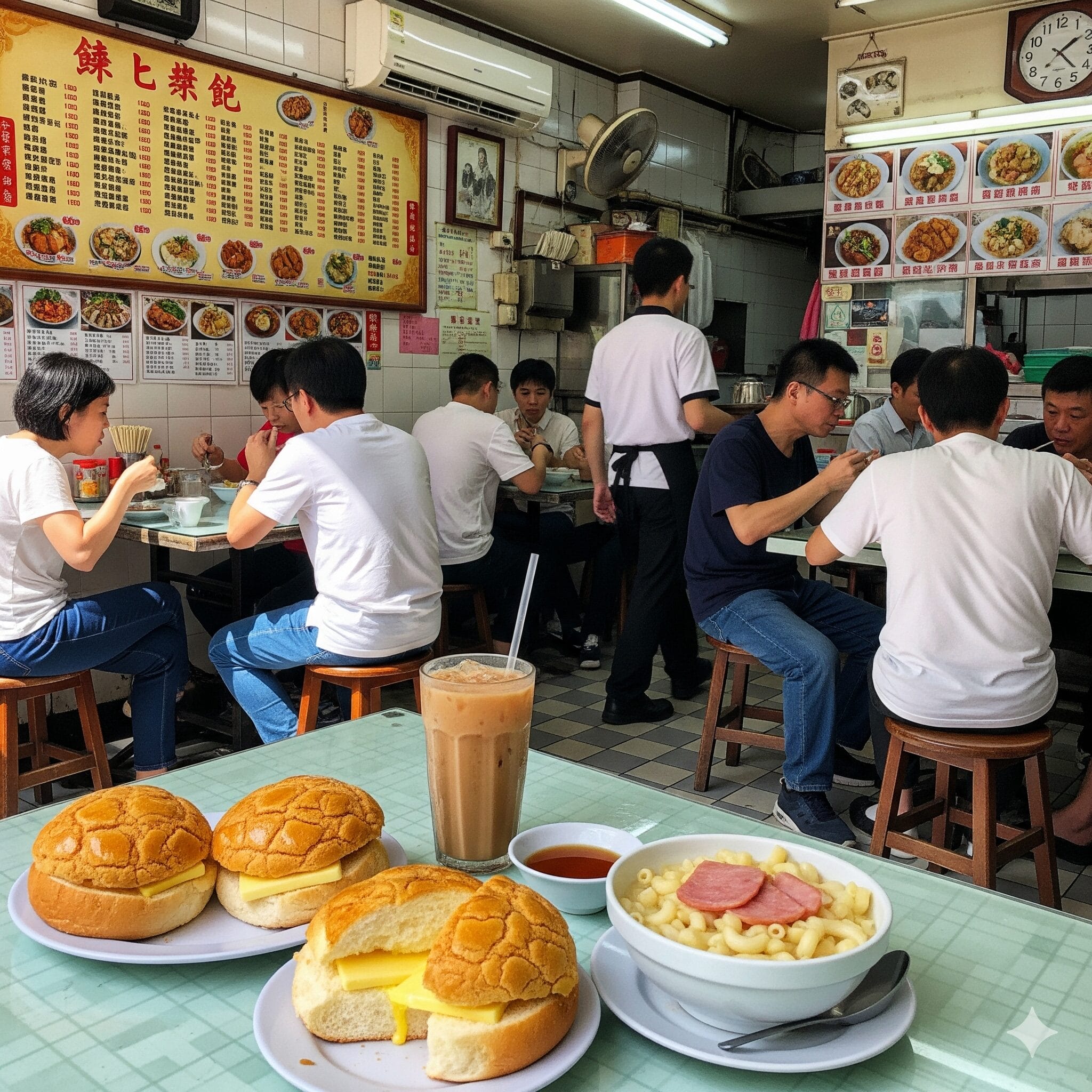 活気あふれる香港の茶餐廳（チャーチャンテーン）の店内