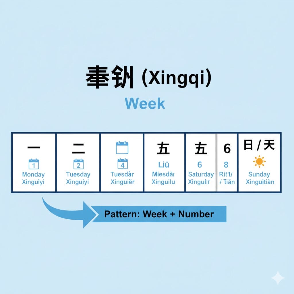 中国語の曜日の覚え方 星期一、星期二...