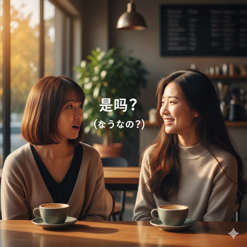 カフェで会話を楽しむ日中両国の女性