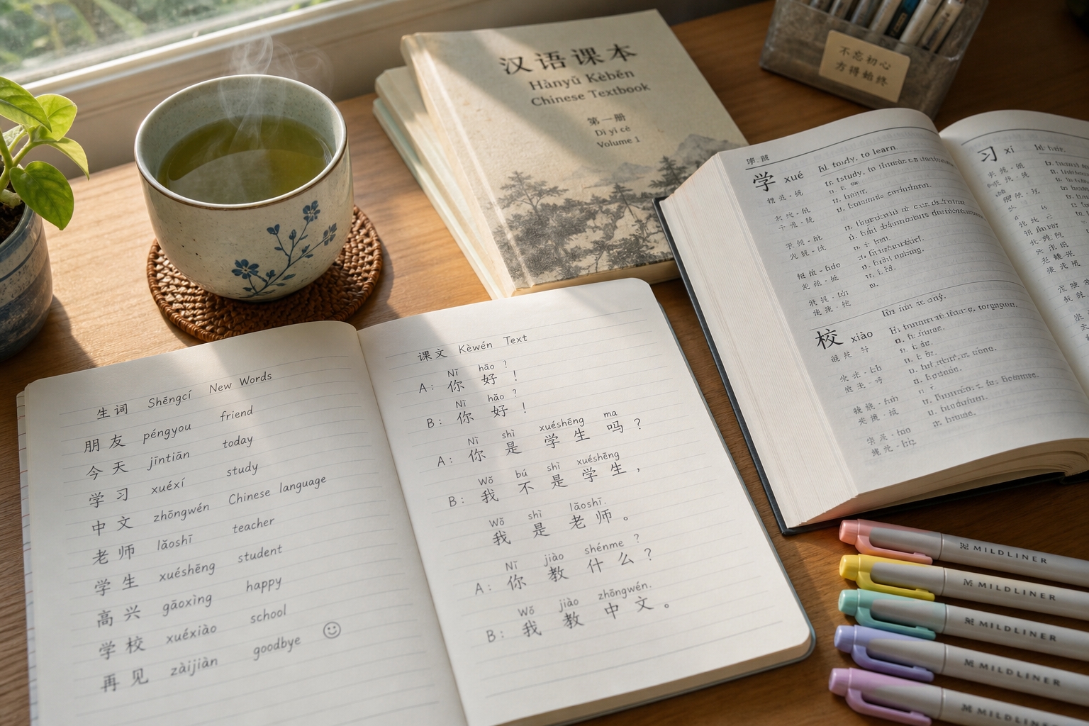 中国語の学習ノートとテキスト