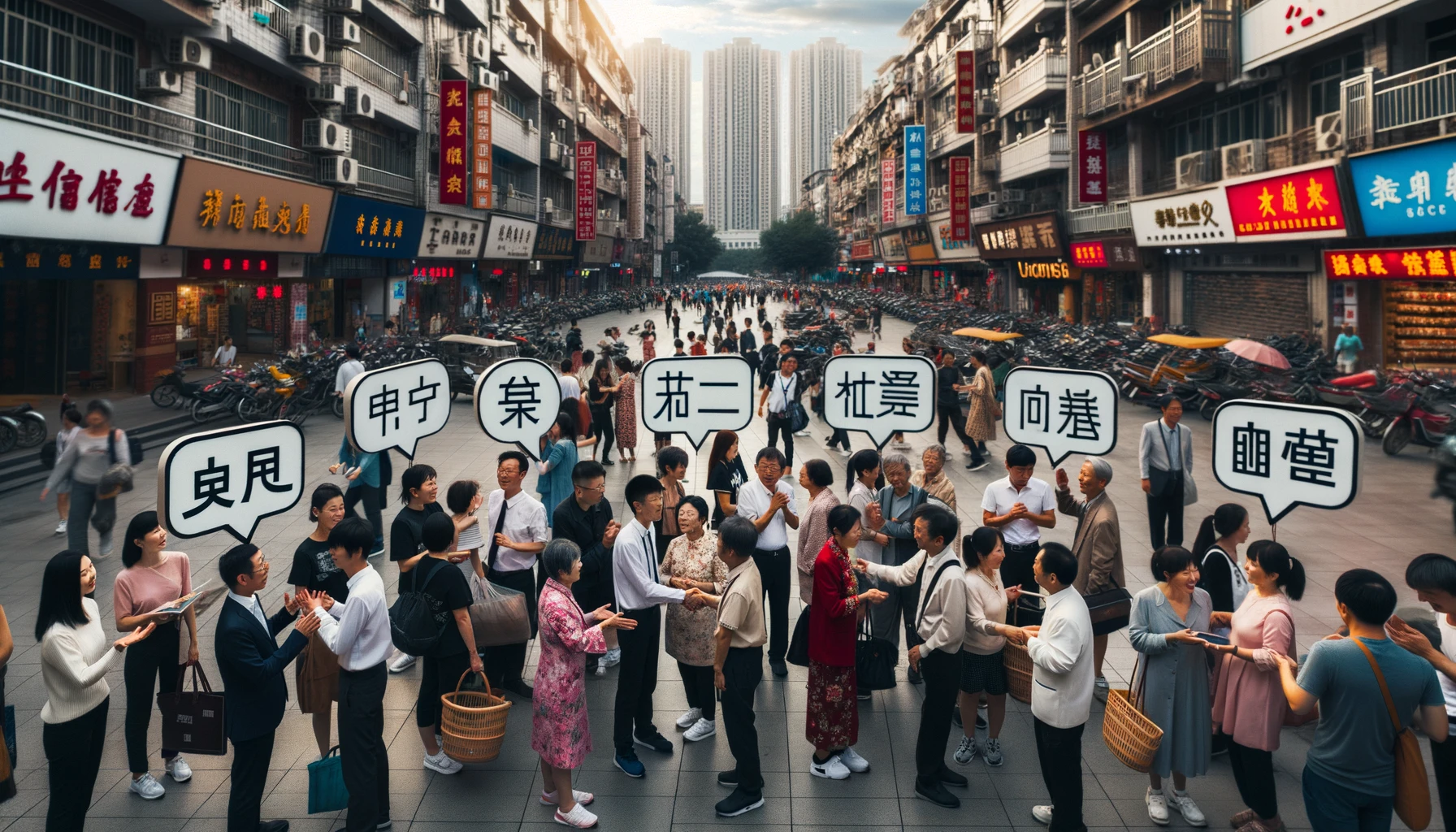 アジアの都市に住む人々のグループ。