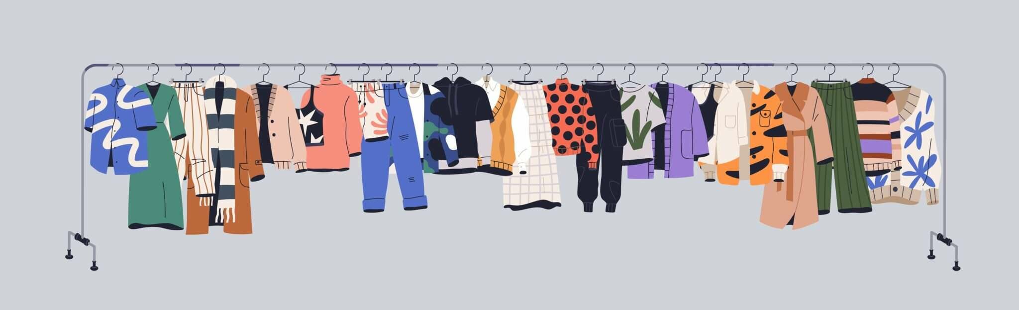 灰色の背景に 1 つの衣服フレームが置かれています。