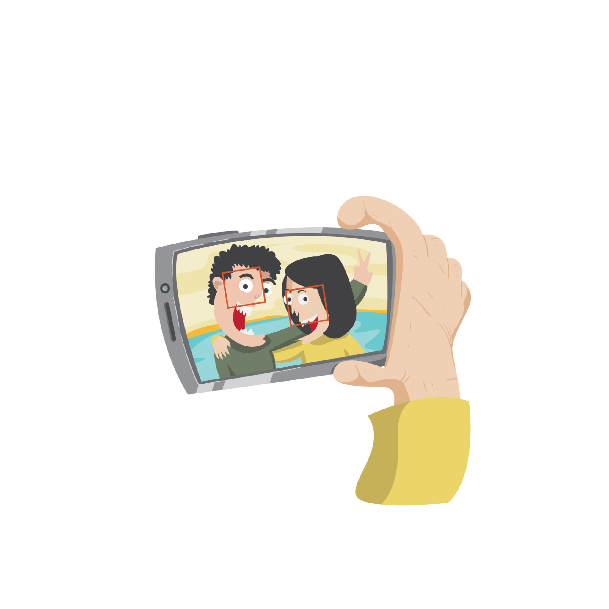 中国人の男女が携帯電話でお互いの写真を撮り、楽しい瞬間を捉えている。