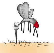 1 つの中国の蚊子が地上の卡通アニメーション。