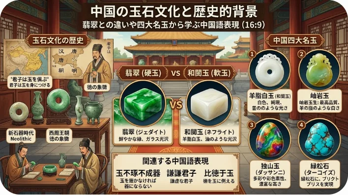 伝統的な工房で青白い玉を精密に彫刻する東アジアの職人の手元の様子