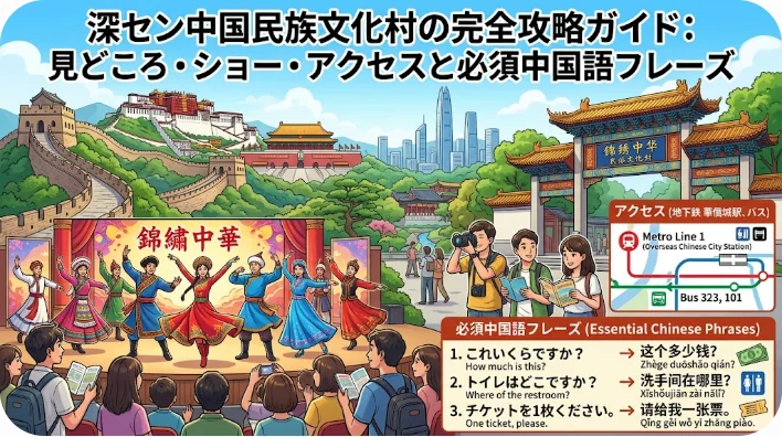 屋外の文化パークで旅行者が現地のスタッフに笑顔で道を尋ねているコミュニケーションシーン