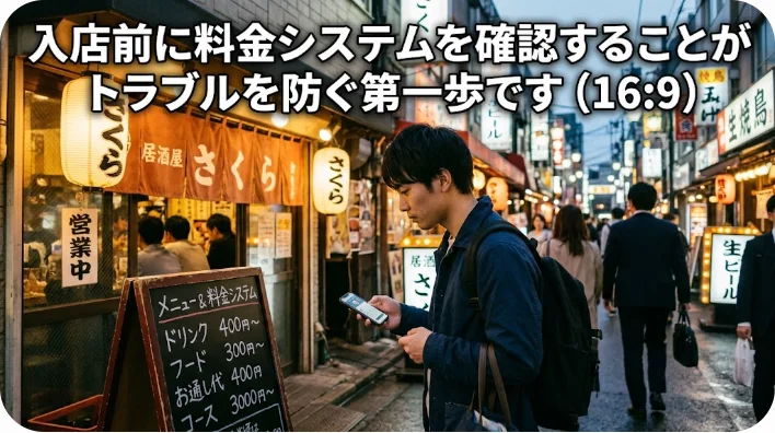 店先でレストランのシステムについて店員に尋ねている旅行者の様子