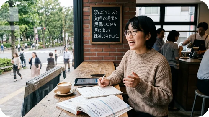 伝統的な中国の麺料理店で、店員と客がメニューを指差しながら和やかにやり取りしている写真。