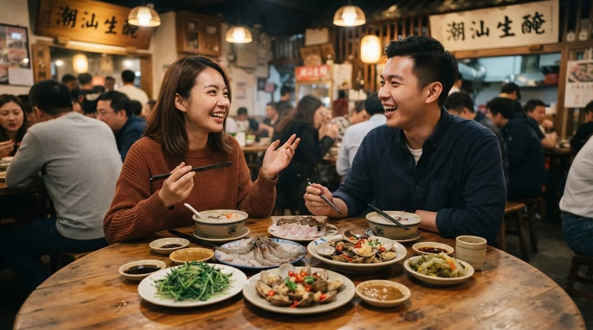 中国の伝統料理や生腌を囲みながら和やかに食文化を語り合う様子
