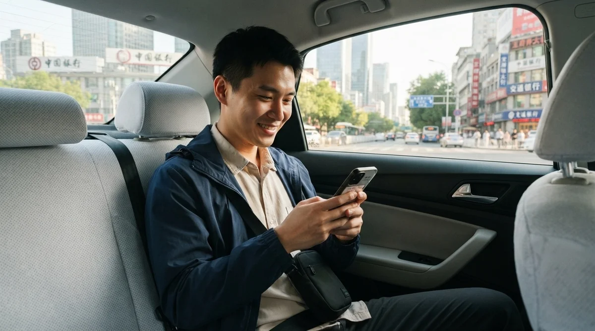 配車アプリを利用して移動する旅行者