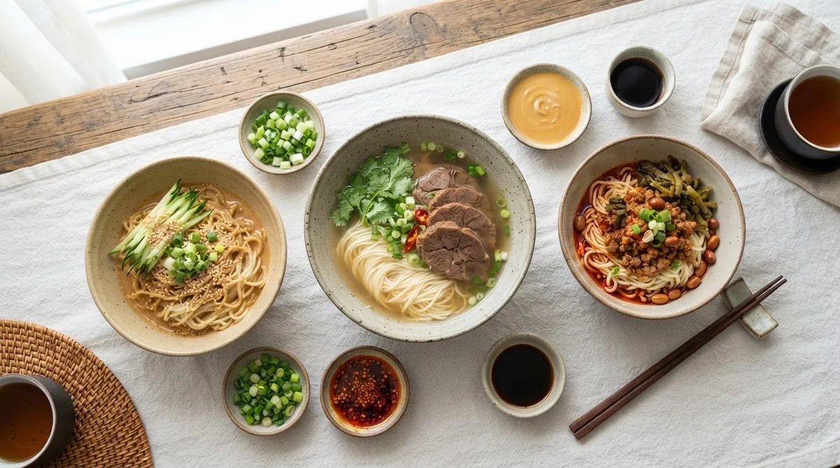 さまざまな中国の郷土麺料理の比較