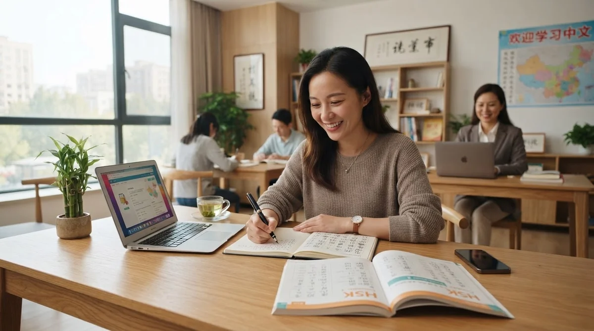 明るく落ち着いた学習スペースで専門参考書を開きノートをとる学習者の姿
