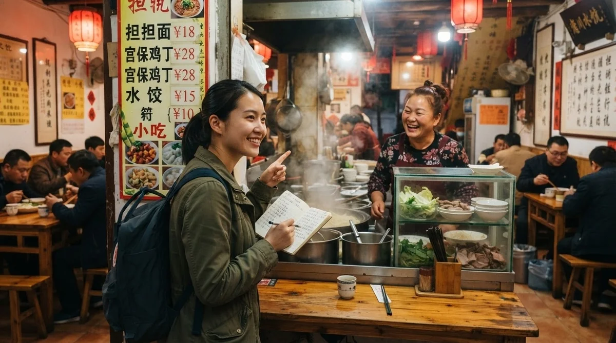 中国のローカル食堂での実践的な注文風景