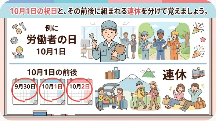 10月1日のカレンダーと中国国旗と中国地図を配置した国慶節の学習イメージ