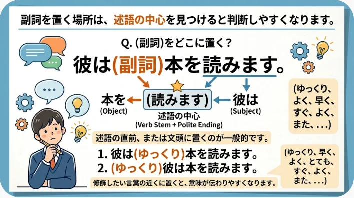 中国語の主語、副詞、述語の語順をカードで整理する学習者