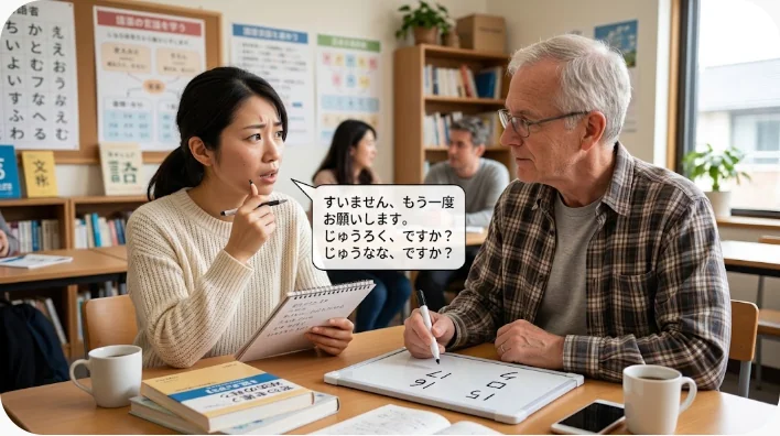 店員と中国語学習者が十元と四元の値段を確認している場面