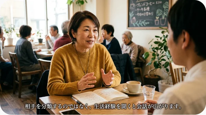 上海のカフェで日本人中国語学習者と地元住民が丁寧に出身地について会話する場面