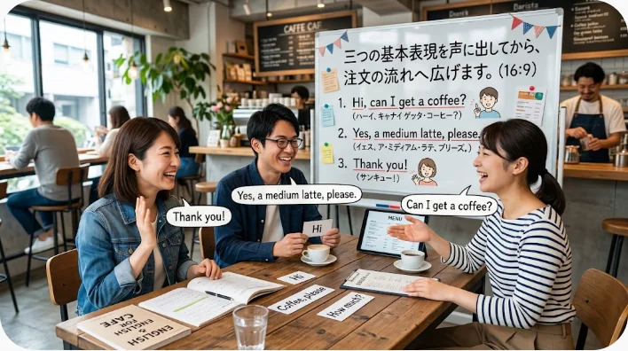 学習者が飲食店へ行く前に中国語のビール注文表現を復習している場面