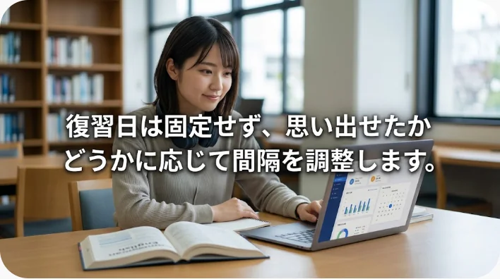 中国語の単語カードとノートを使い、間隔復習の予定を立てる日本人学習者