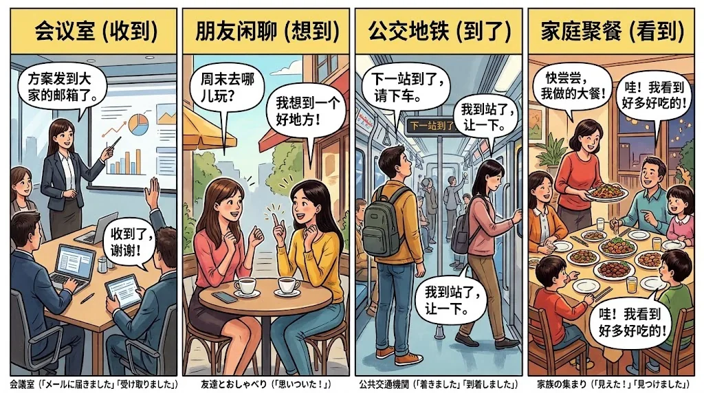 様々な場面での「到」を使ったフレーズのコラージュ画像